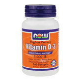 Vitamin D-3 5000 IU, 240 Softgels, NOW Foods