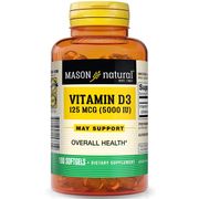 Vitamin D 5000 IU, 100 Softgels, Mason Natural