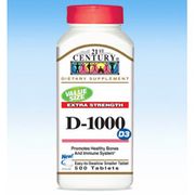 Vitamin D3 1000 IU, D-1000, 500 Tablets, 21st Century HealthCare
