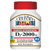 Vitamin D3 2000 IU, 250 Softgels, 21st Century HealthCare
