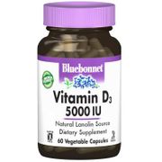 Vitamin D3 5000 IU, 60 Vegetable Capsules, Bluebonnet Nutrition