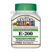 Vitamin E 200 IU D-Alpha Natural 110 Softgels, 21st Century Health Care