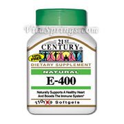 Vitamin E 400 IU D-Alpha Natural 110 Softgels, 21st Century Health Care