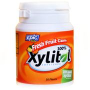 Xylitol Chewing Gum, Fresh Fruit, 50 Pieces/Bottle, Epic Dental (Epic Xylitol)
