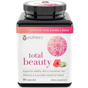 Youtheory Total Beauty, Featuring Hyaluronic Acid, Keratin & Biotin, 90 Capsules