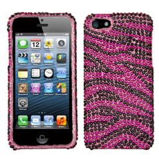 Apple iPhone 5|5s Pink Zebra Rhinestone Phone Case
