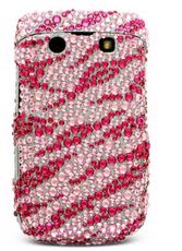 Blackberry Bold 9780 Pink Zebra Rhinestone Case