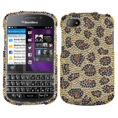 Blackberry Q10 Caramel Print Rhinestone Phone Case