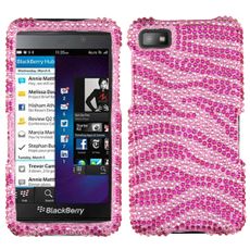 Blackberry Z10 Pink Zebra Rhinestone Phone Case