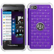 Blackberry Z10 Purple and White 2 Layer Decorative Case
