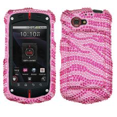 Casio G'zOne Commando 4G LTE Pink Zebra Rhinestone Phone Case