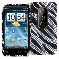 HTC EVO 3D Black Zebra Rhinestone Case