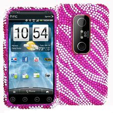 HTC EVO 3D Pink Zebra Rhinestone Case