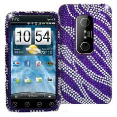 HTC EVO 3D Purple Zebra Rhinestone Case