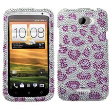 HTC One X Plus Purple Print Rhinestone Phone Case
