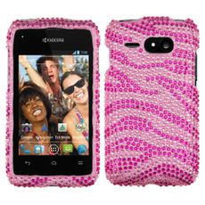 Kyocera Event Pink Zebra Rhinestone Phone Case
