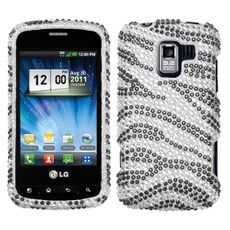 LG Enlighten Black Zebra Rhinestone Phone Case