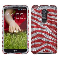 LG G2 Red Zebra Rhinestone Phone Case