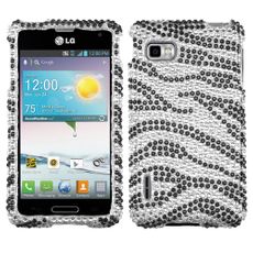 LG Optimus F3 Zebra Rhinestone Phone Case