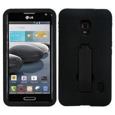 LG Optimus F6 Black Double Protection Case W/ Stand