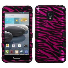 LG Optimus F6 Pink Zebra 2 Layer Tough Case