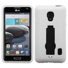 LG Optimus F6 White Double Protection Case W/ Stand