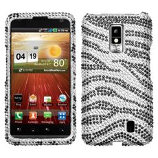 LG Spectrum Black Zebra Rhinestone Phone Case