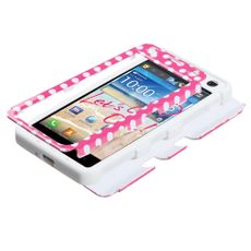 LG Spirit 4G Pink Polka Dots 2 Layer Tough Case