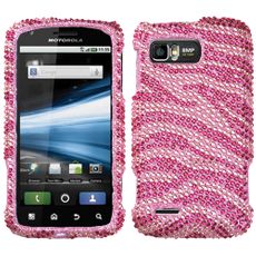 Motorola Atrix 2 Pink Zebra Rhinestone Phone Case