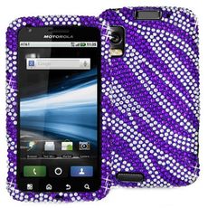Motorola Atrix 4g Rhinestone Purple Zebra Case