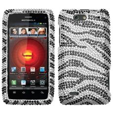 Motorola Droid 4 Black Zebra Rhinestone Phone Case