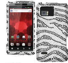 Motorola Droid Bionic Black Zebra Rhinestone Case