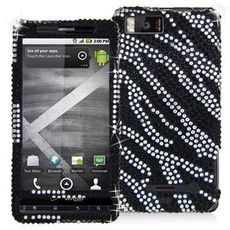 Motorola Droid X2 Black Zebra Rhinestone Case
