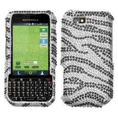 Motorola Titanium Black Zebra Rhinestone Case