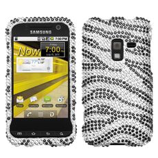 Samsung Attain 4G Black Zebra Rhinestone Phone Case