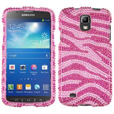 Samsung Galaxy S4 Active Pink Zebra Rhinestone Phone Case