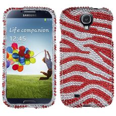 Samsung Galaxy S4 Red Zebra Rhinestone Phone Case