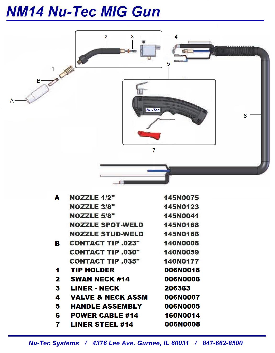 MIG Gun NuTec NM14A Gas Valve In Handle (8