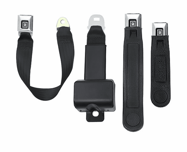 Vintage 2-Point Lap Seat Belt Set - Black, 74" Length With Mounting Hardware By Andover Restraints