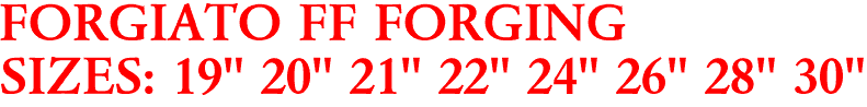 FORGIATO FF FORGING
SIZES: 19" 20" 21" 22" 24" 26" 28" 30"