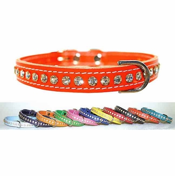 1/2 wide Crystals & Leather Collar