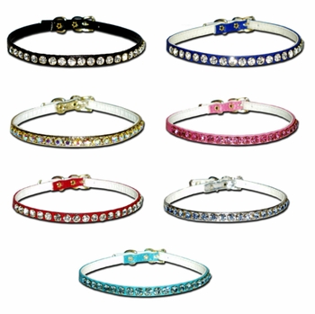 1/4 inch Vinyl Jeweled Rhinestone Dog Collars