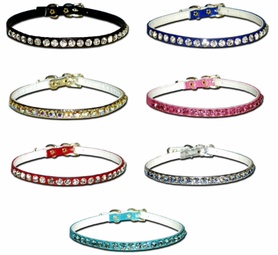 1/4 inch Vinyl Jeweled Rhinestone Dog Collars