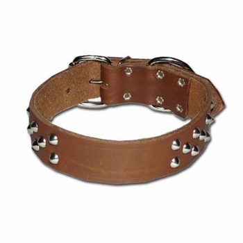1.5 in wide Regular Cone Studded<br> Leather Dog Collar