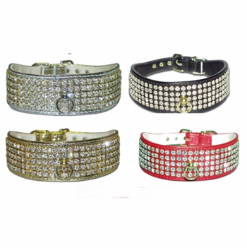 5 Row Rhinestone Dog Collar
