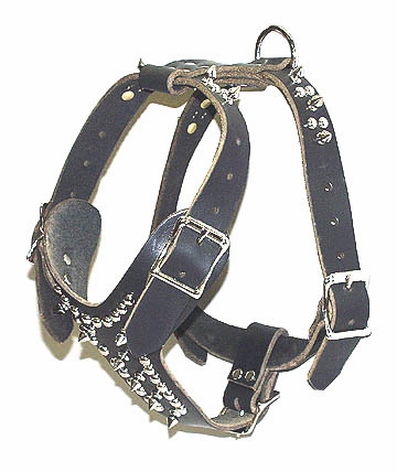 Latigo Leather Spiked Dog Harness Size Small