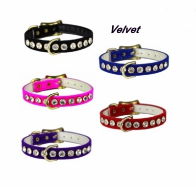 Rhinestones On Velvet Collar 3/8 