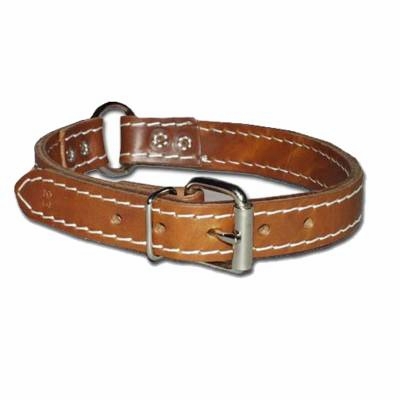 Ring-in-Center 2-Ply Leather Dog Collar 1 inch