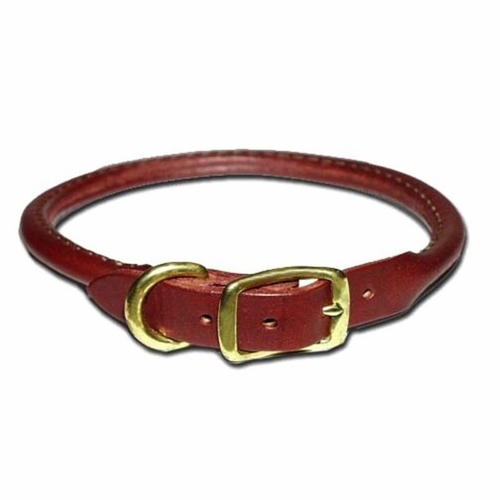 Round Latigo Leather Dog Collar 1 Inch Wide sizes 22, 24, 26