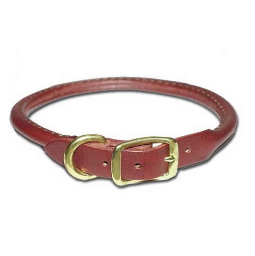 Round Latigo Leather Dog Collar 5/8 Inch Wide size 16